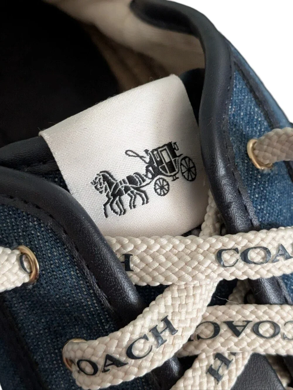 Coach Cate Blue Denim Espadrille Platform Lace-Up Sneakers